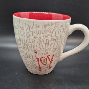 Starbucks Holiday Red and White Joy Mug  Manufactured in 2005